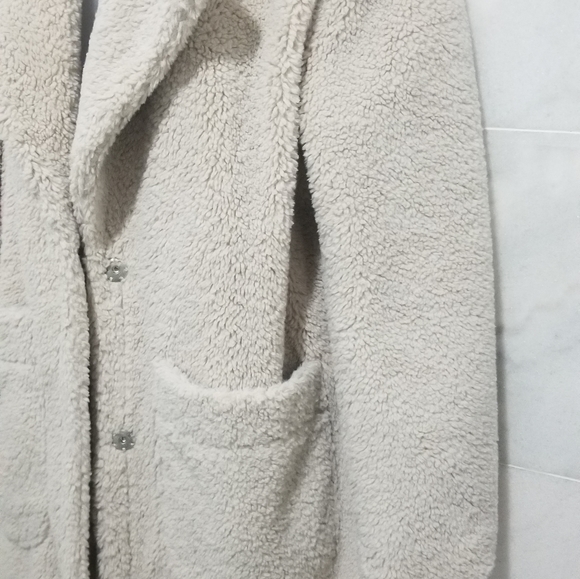 Halogen Patch Pocket Teddy Coat Cream Medium - Picture 6 of 10